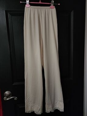 Vintage Shadowline Cream Lace-Hem Slip Pants for Women Size Petite
